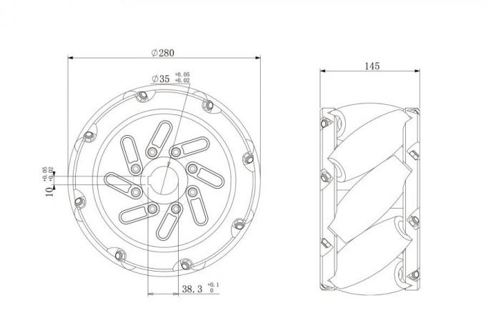 11 inci 280mm tugas berat Mecanum roda 0